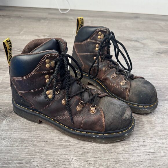 Dr. Martens Rawston SD Brown Leather Lace Up Steel Toe Combat Work Boots Mens 10 main image 9